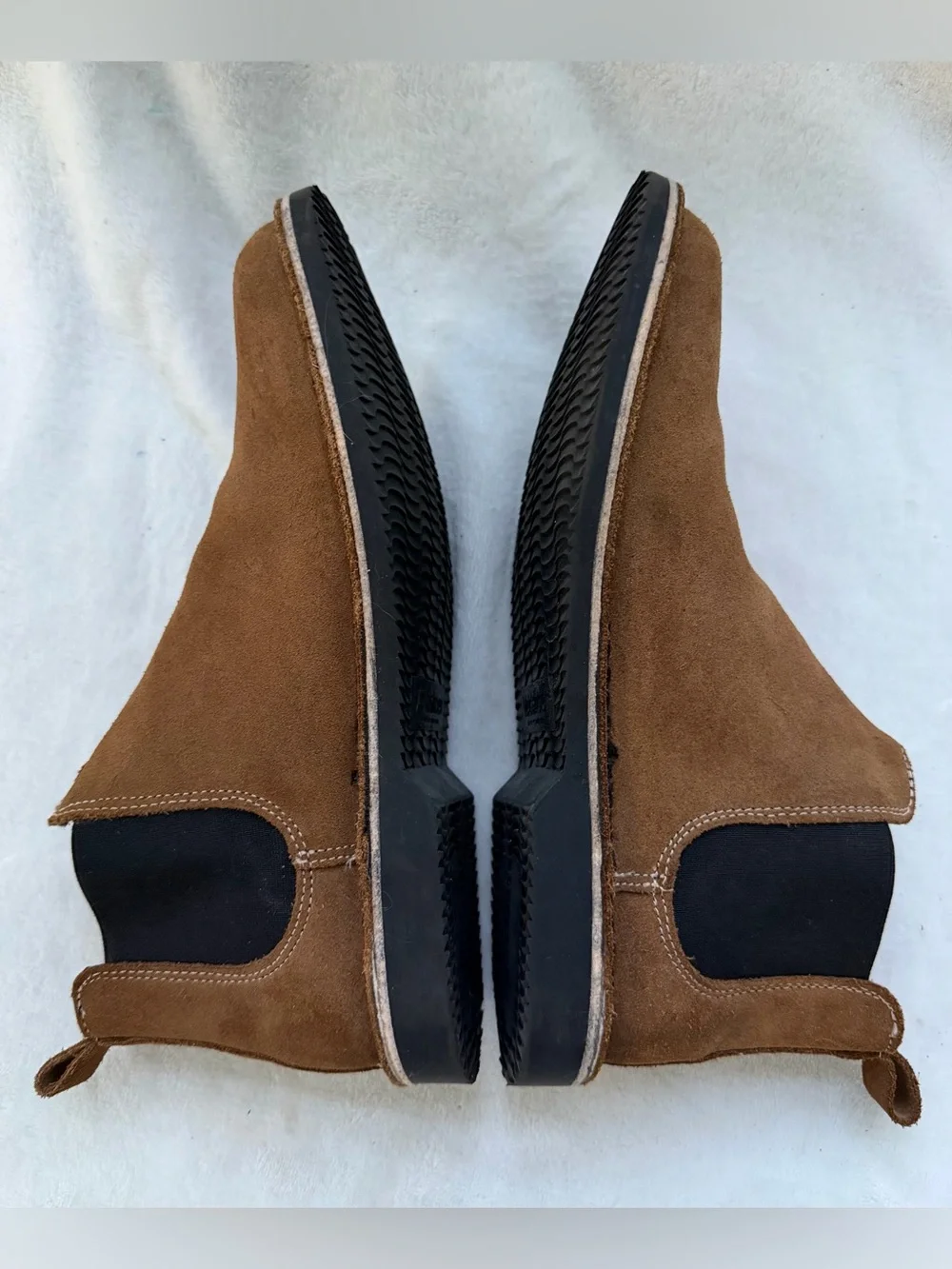 Veldskoen Chelsea Boot Unisex Men Size 10 Brown Suede Black Side Panels EUC